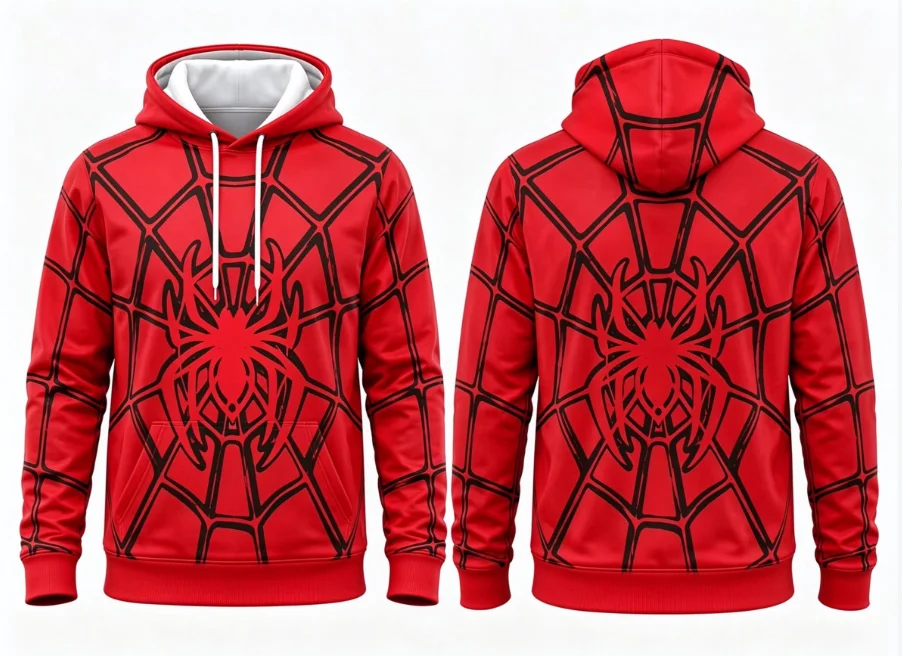 2026 Casual Sports Jacket Pullover Streetwear 3D Printed Spider Pattern Fall-winter Hooded  Top Harajuku Matching Family