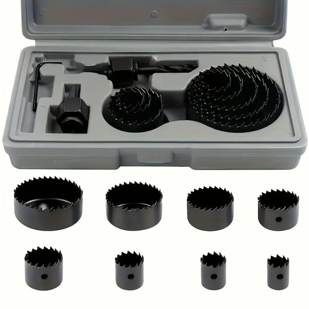 Portable 19-64mm Hole Saw Set Carbon Steel With Case Circular Hole Saw Round Cutting Sharp Hole Cutter Set Drywall