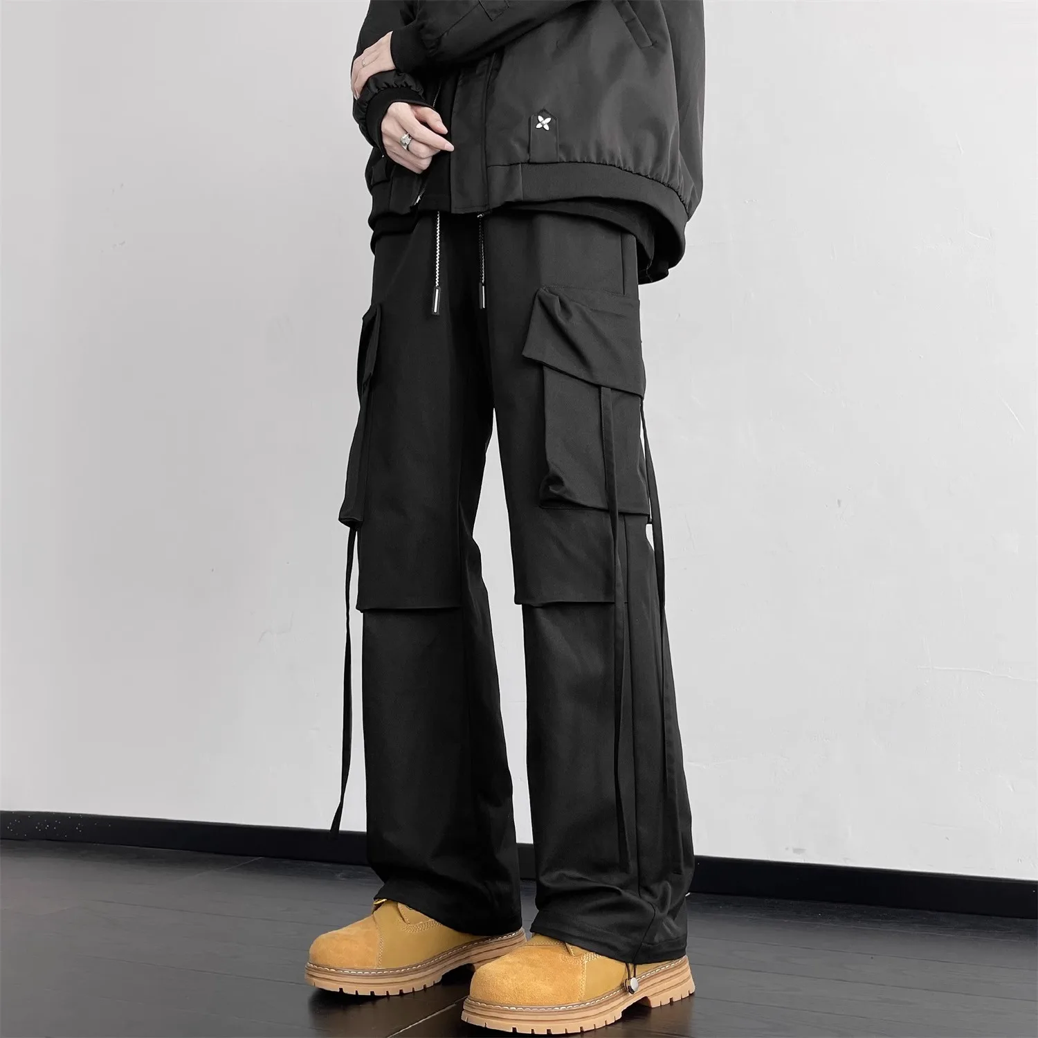 

Men's Thiened Fce Lined Casual Trousers Workwear Sle Hip Hop Loose Fit Long Pants Trendy High Street Vibe Autumn Winter