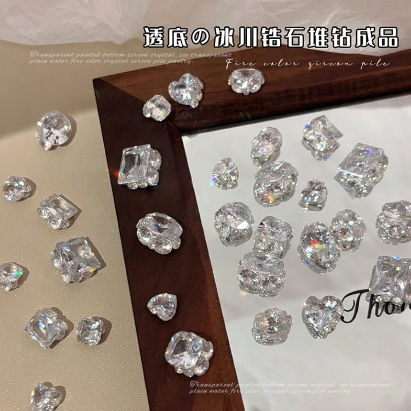 Perceuse à poils de Zircon Transparent blanc, cristal, cœur d'amour rond brillant, strass délicats, décoration Nail Art, accessoires de manucure