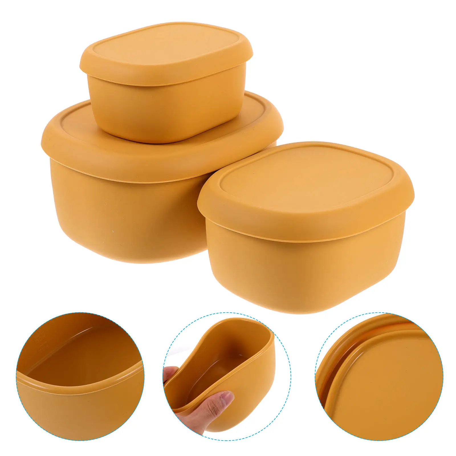 

1Set Silicone Bento Box Lightweight Portable Food Container Microwaveable Reusable Lunch Box Leakproof Dustproof Compact