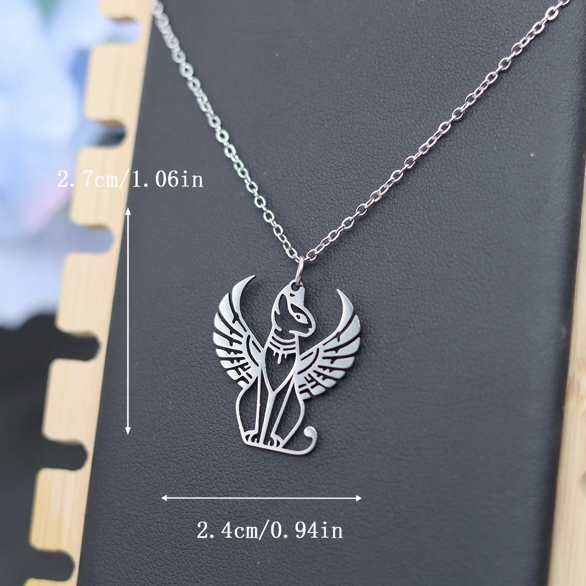 Kinitial Ancient Egyptian Mythology Sphinx Cat Pendant Necklace For Women Men Stainless Steel Trendy Chain Jewelry Gifts