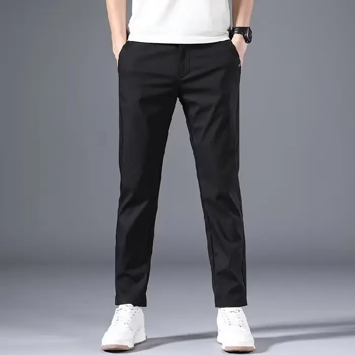 Men's light beige slim-fitting casual pants, new spring straight-cut suit pants