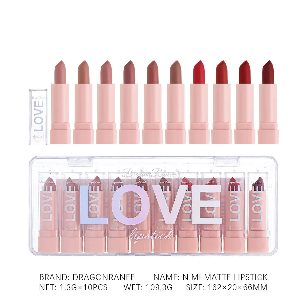 10 PCS Matte Lipstick Gift Set 24 Hours Water Resistant Lipsticks Korean Cosmetics Makeup Product For Women Lip Tint Stain