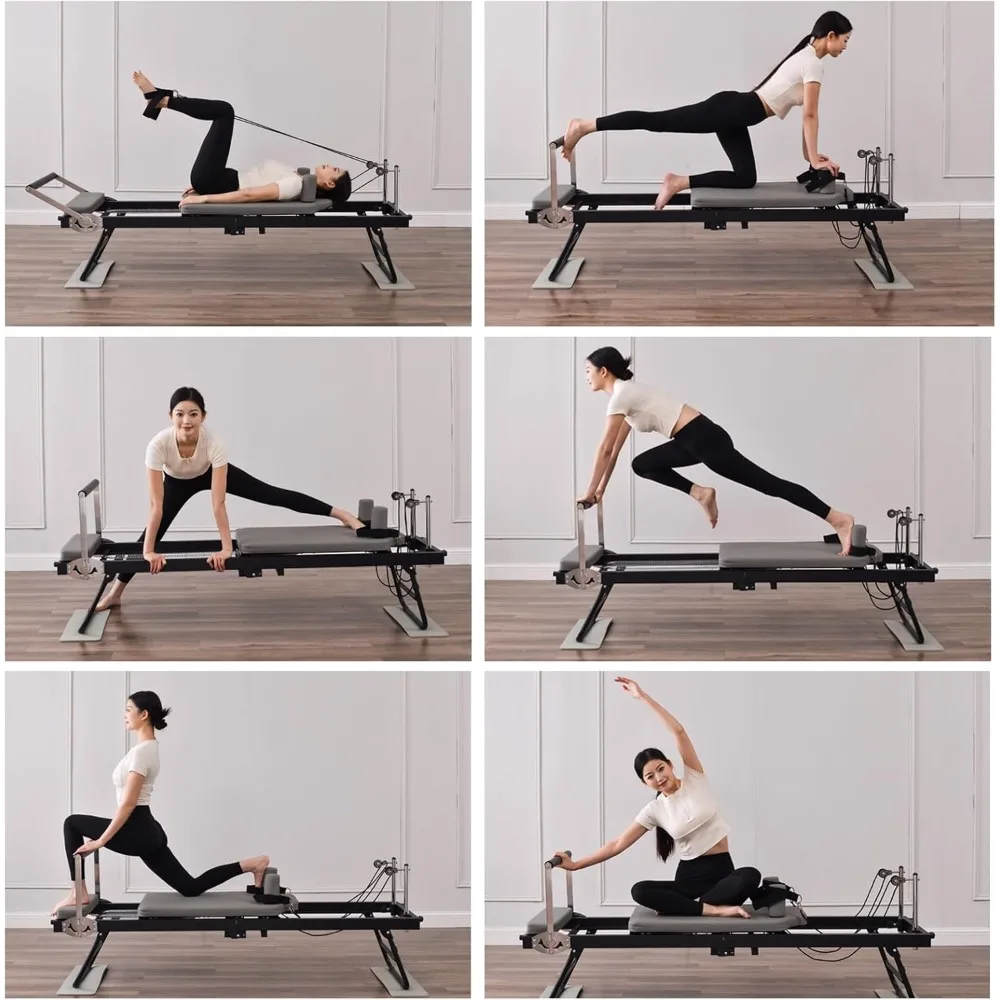 Foldable Pilates Reformer Machine, Pilates Machine Equipment with Springs for Home and Gym Workouts,Reformer Pilates