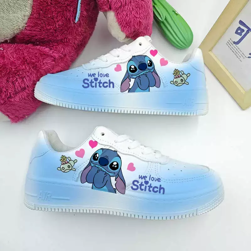 Kawaii Stitch Sport Shoes Disney Stitch Basket Shoes Angel Casual Sneakers Kid Tennis Shoes Lilo & Stitch Board Shoes Size 35-44