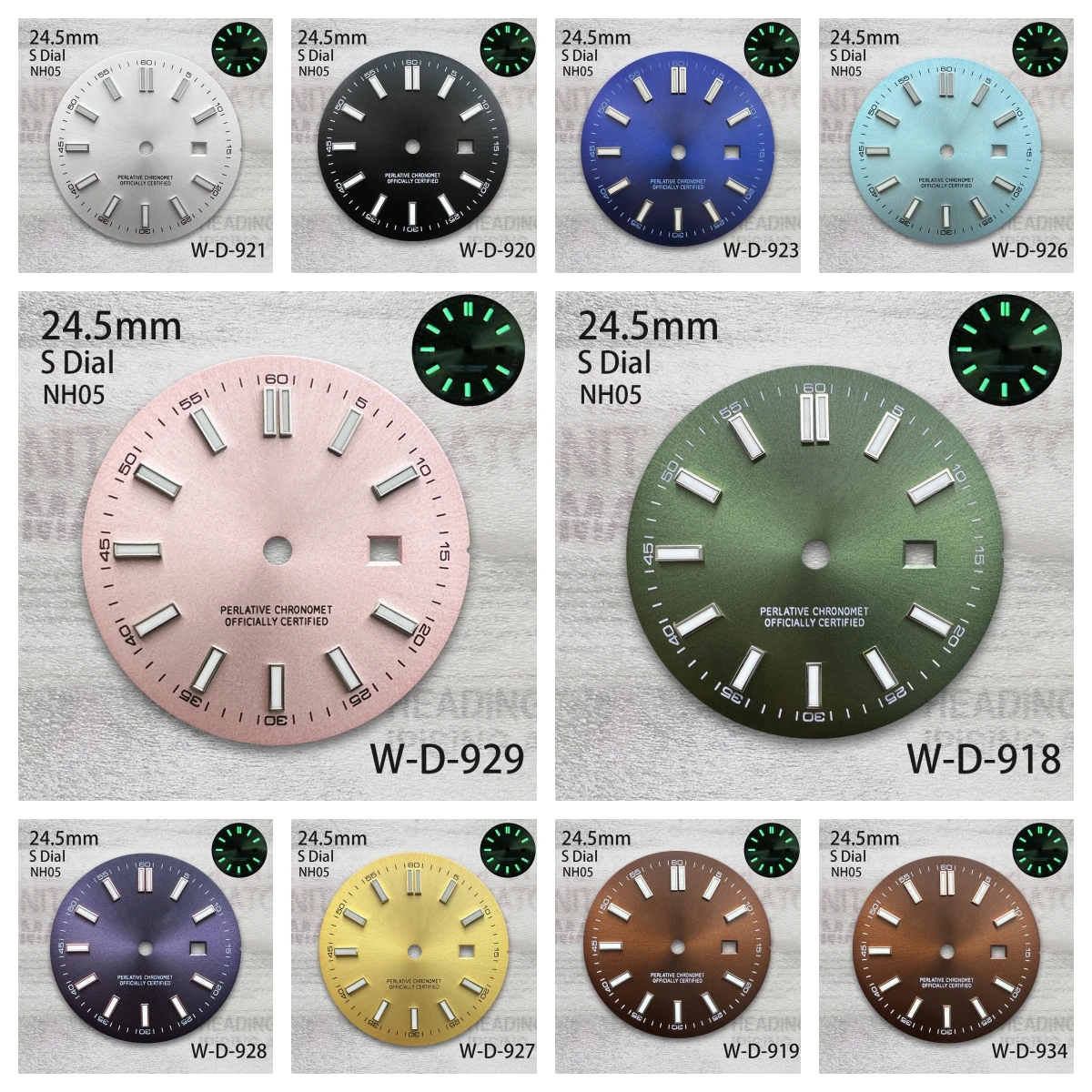 

24.5mm S Logo Sunray Dial Fit NH05 Japan Movement Green Luminous High Quality Watch Modification Accessories