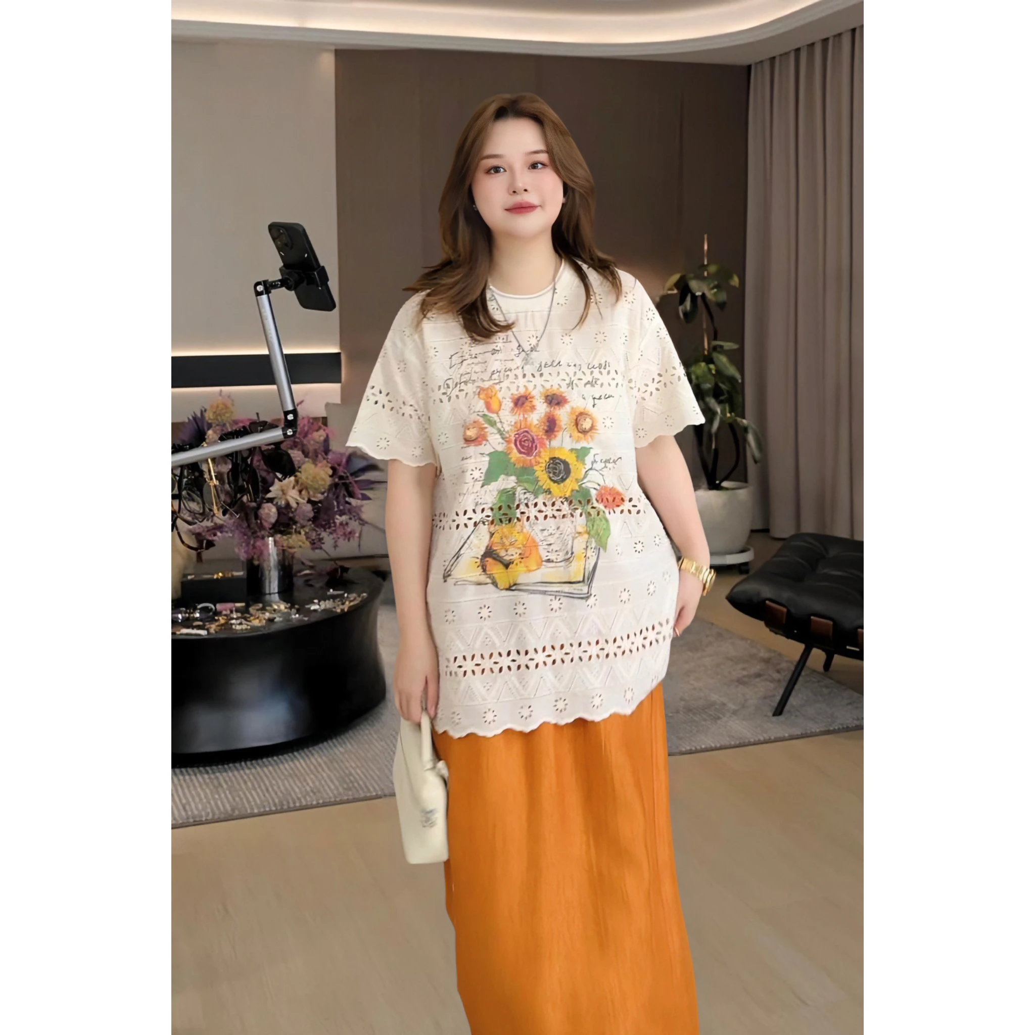 

JiJi Private Label plus Size Casual round Ne Printed T-irt Women's Summer Faionable Simple Color Versatile Top