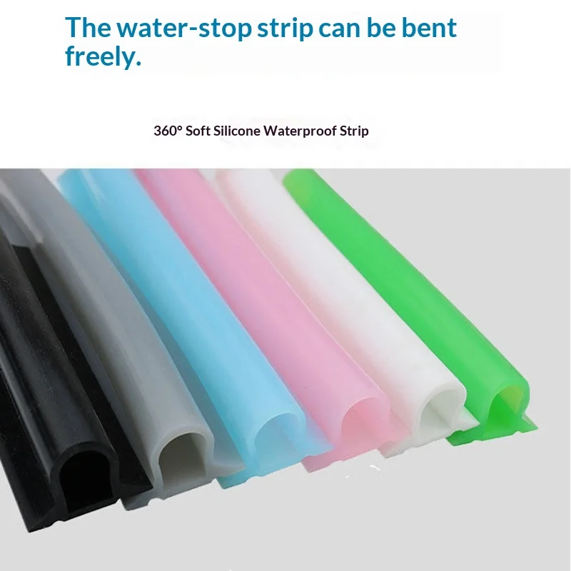 

1M D-type Silicone Sealing Strip Resistant To High And Low Temperatures Semi-circular Hollow Bathroom Water Blocking Strip