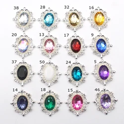 TYNUOMI 10Pcs 32*29mm Acrylic Rhinestone Silver Alloy Buttons DIY Handmade Romantic Wedding Decoration Clothing Accessories