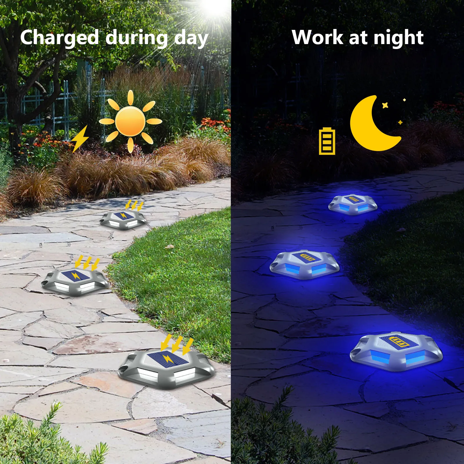 Solar Ground Light IP65 Waterproof 8 LED In-Ground Outdoor Landscape Underground Lamp for Garden Stair Path Walkway Decoration