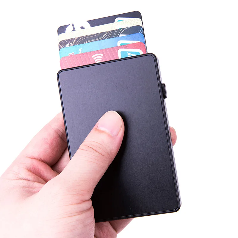 Black Thin Pop Up ID RFID Card Holder For Man Slim Men's Card Wallet RFID Creative Credit Card Case For Women Female