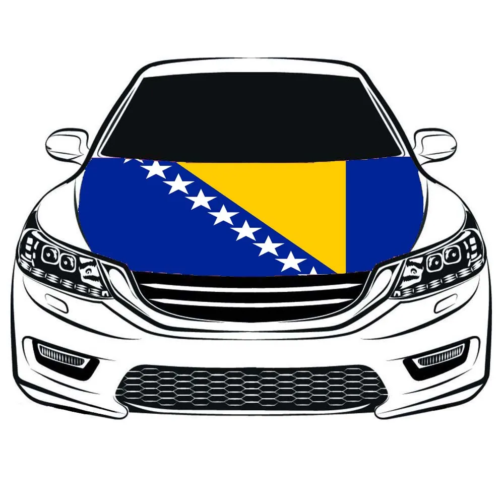 Flag of Bosnia and Herzegovina car Hood cover 3.3x5ft/6x7ft 100%polyester engine elastic fabrics can be washed