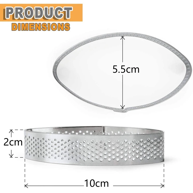 Boat Stainless Steel Porous Tart Ring Tower Pie Cake Mould Baking ToolsHeat-Resistant Perforated Cake Mousse Ring