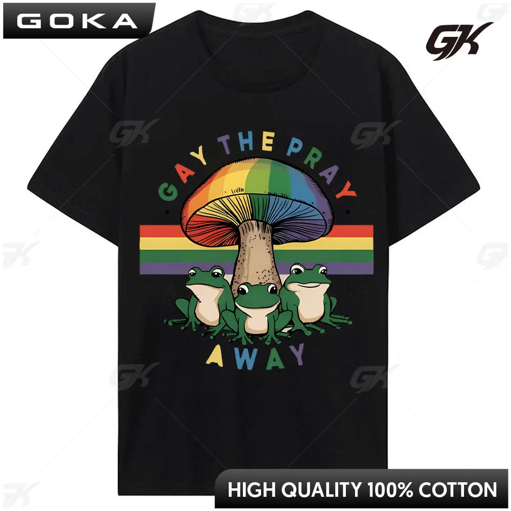 Gay The Pray Away LGBT Community T Shirt Funny Frog Gay Rights LGBT Rainbow Shirt Frog and Toad Pride T-Shirt Summer Cotton Tees