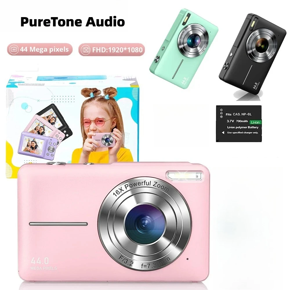 Digital Camera Children Camera for Children Camcorder with 16x Zoom Compact Cameras 1080P 44MP Cameras for Beginner Photography