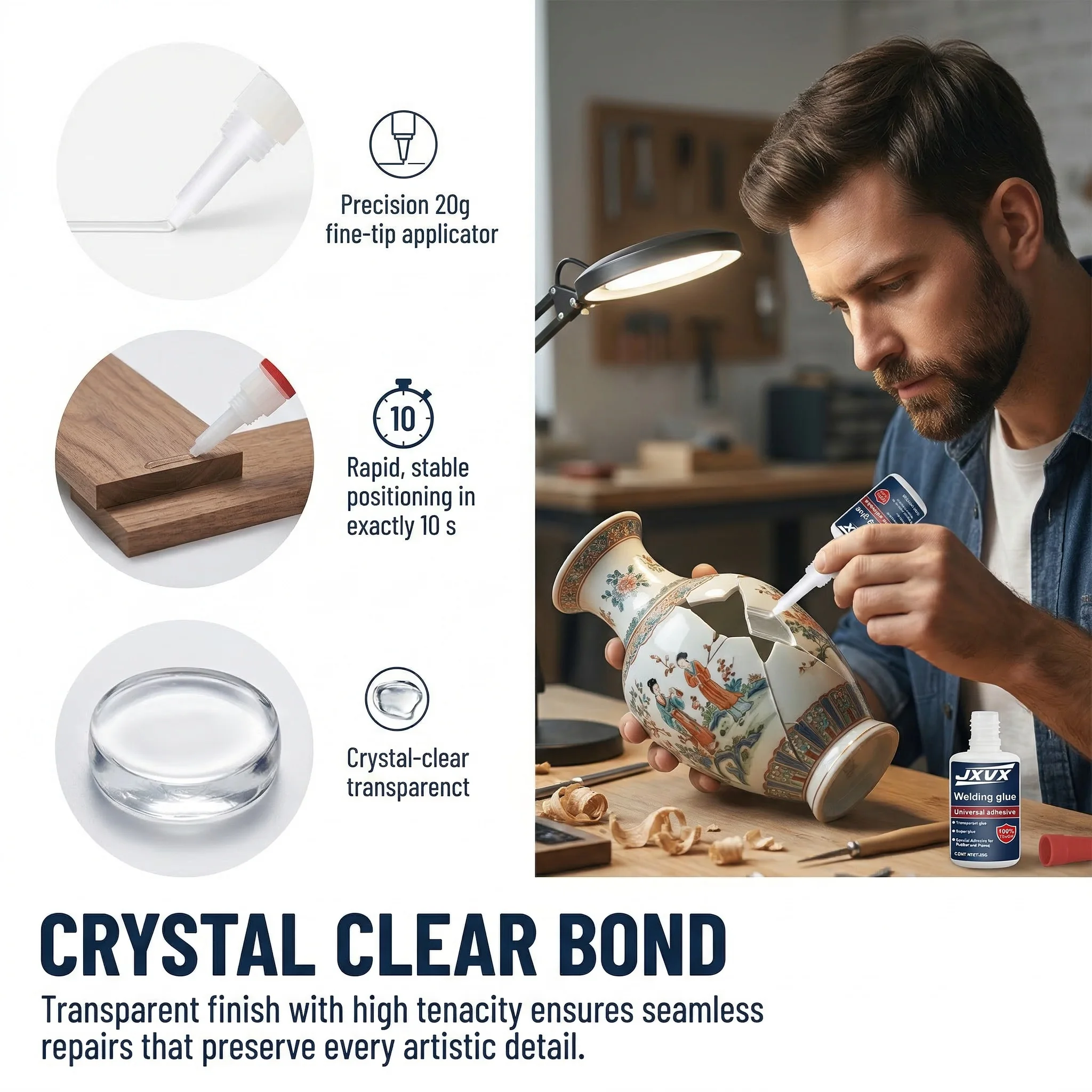 1/5/7Pcs High Performance Repair Glue Instant Fast Bonding Cyanoacrylate Adhesive Leather Rubber Wood Metal Ideal for Small Gaps 35g Fine Liquid Glue