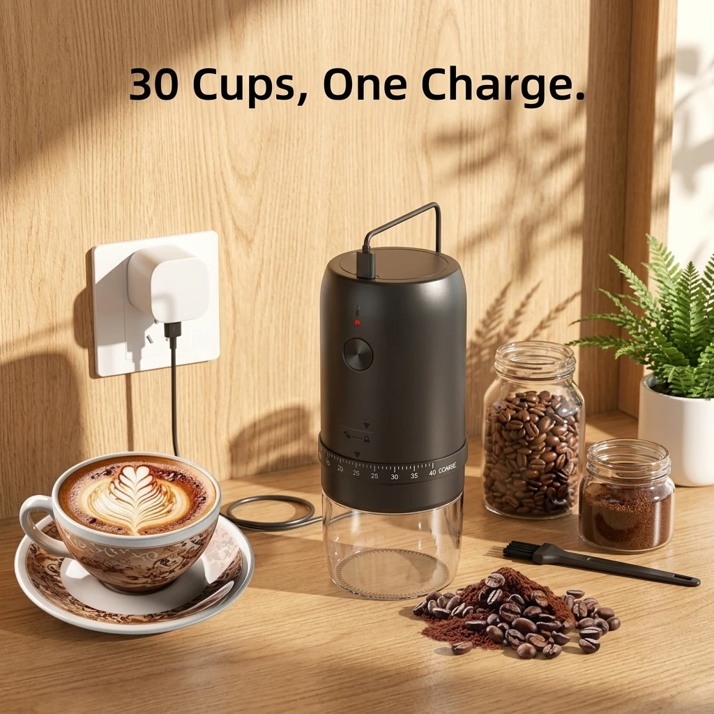 Portable Coffee Bean Grinder Electric, 1800mAh Battery USB-C Fast Charging, 40 Precise Grind Settings, for Home Kitchen Travel