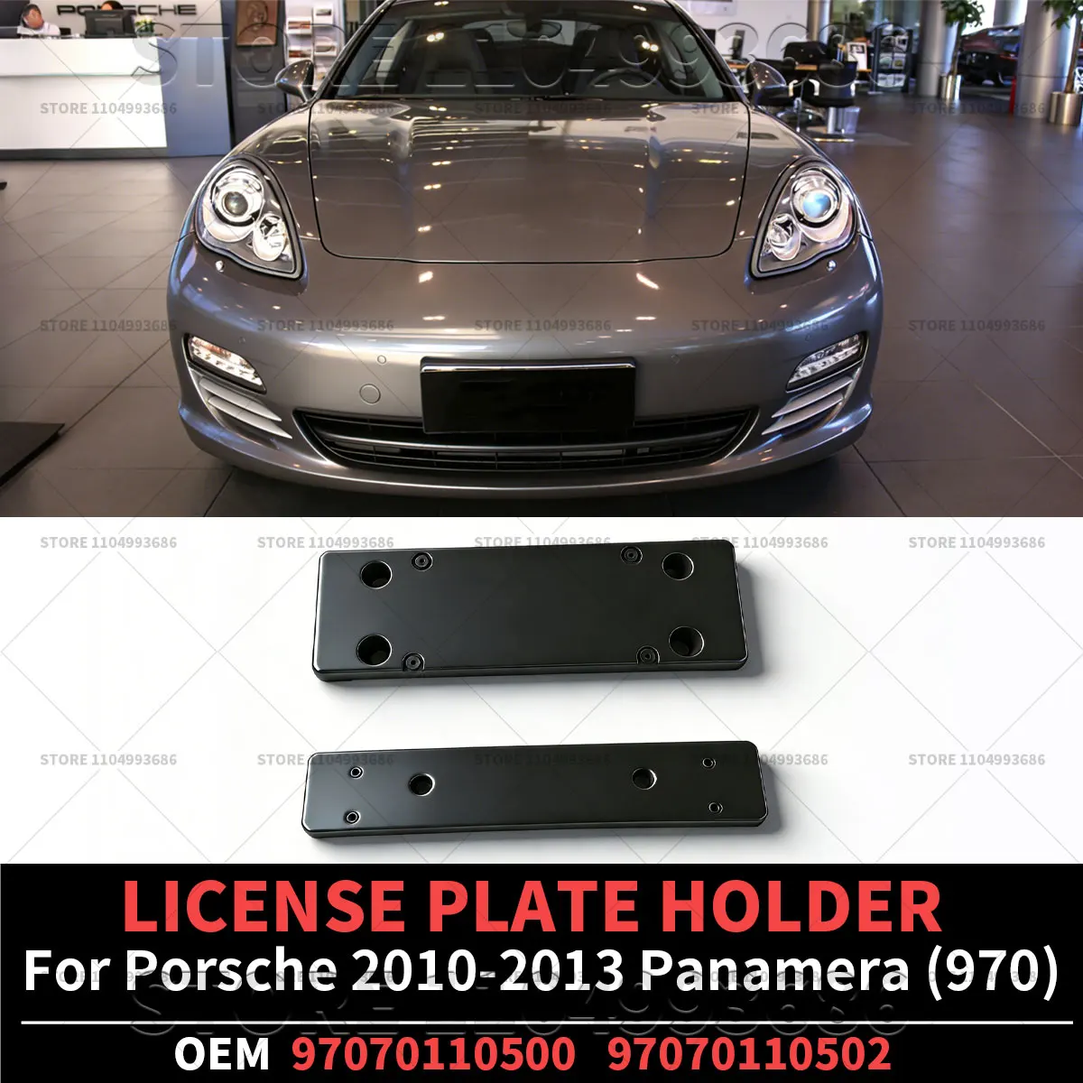 

Держатель номерного знака OEM для Porsche Panamera Base 4 Turbo GTS Platinum Edition (970) 2010, 2012, 2013 годов выпуска, номера деталей 97070110500, 97070110502