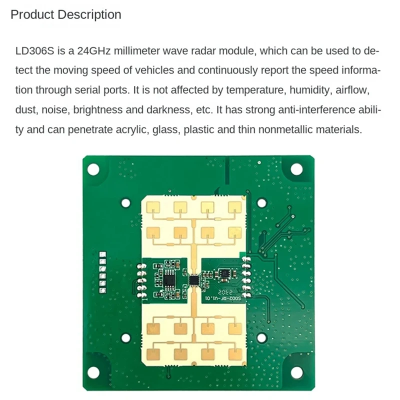 ใหม่ 24G ความเร็วโมดูล LD306S การจราจรความเร็วข้อเสนอแนะการตรวจสอบ Sensor RS485 Serial Communication