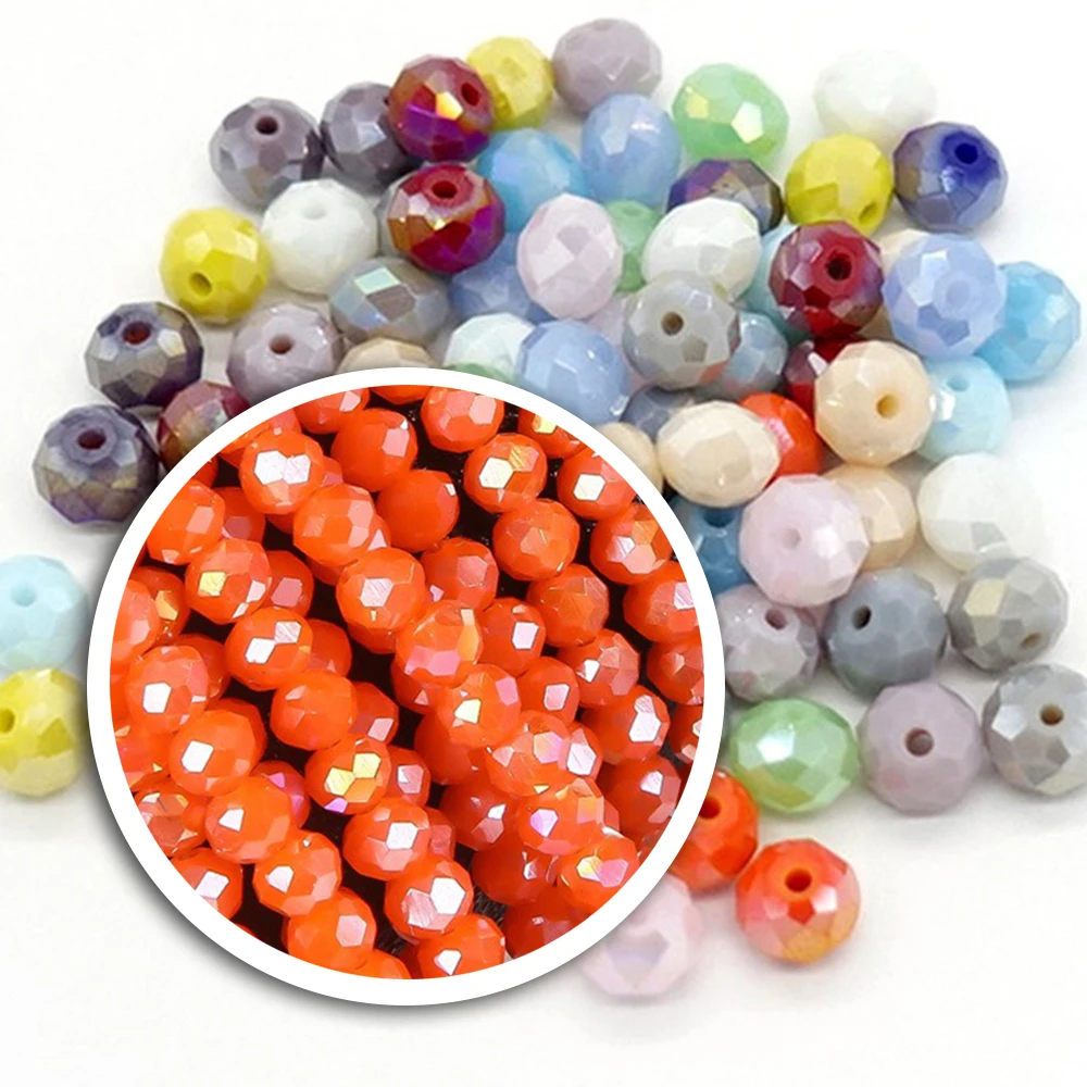 2mm 3mm 4mm 6mm 8mm Faceted Orange Glass Beads Loose Spacer Faceted Beads DIY Making Accessories Bracelet Necklace DIY C23