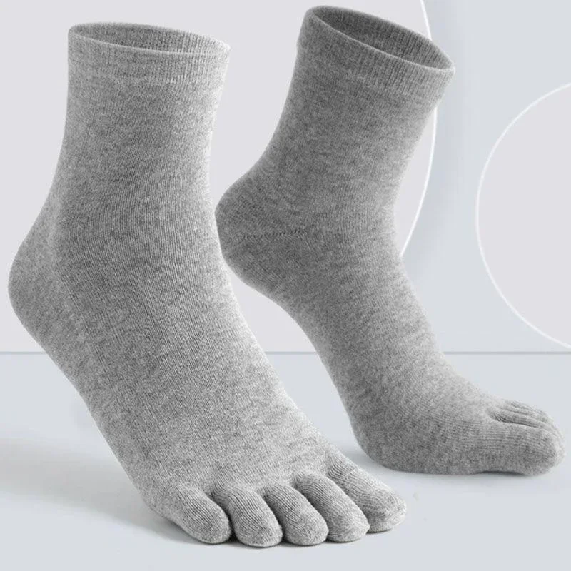 Five Finger Socks Men's Pure Cotton Five Toe Socks Sweat Absorbing Mid Tube Split Toe Socks Toes Socks for Men