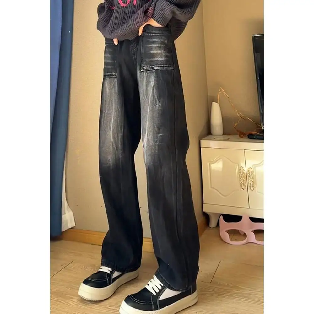 

Джинсы с узором Bla Lightning, мужские прямые леггинсы с талией в американском стиле High Street, утягивающие длинные брюки Bell Bot