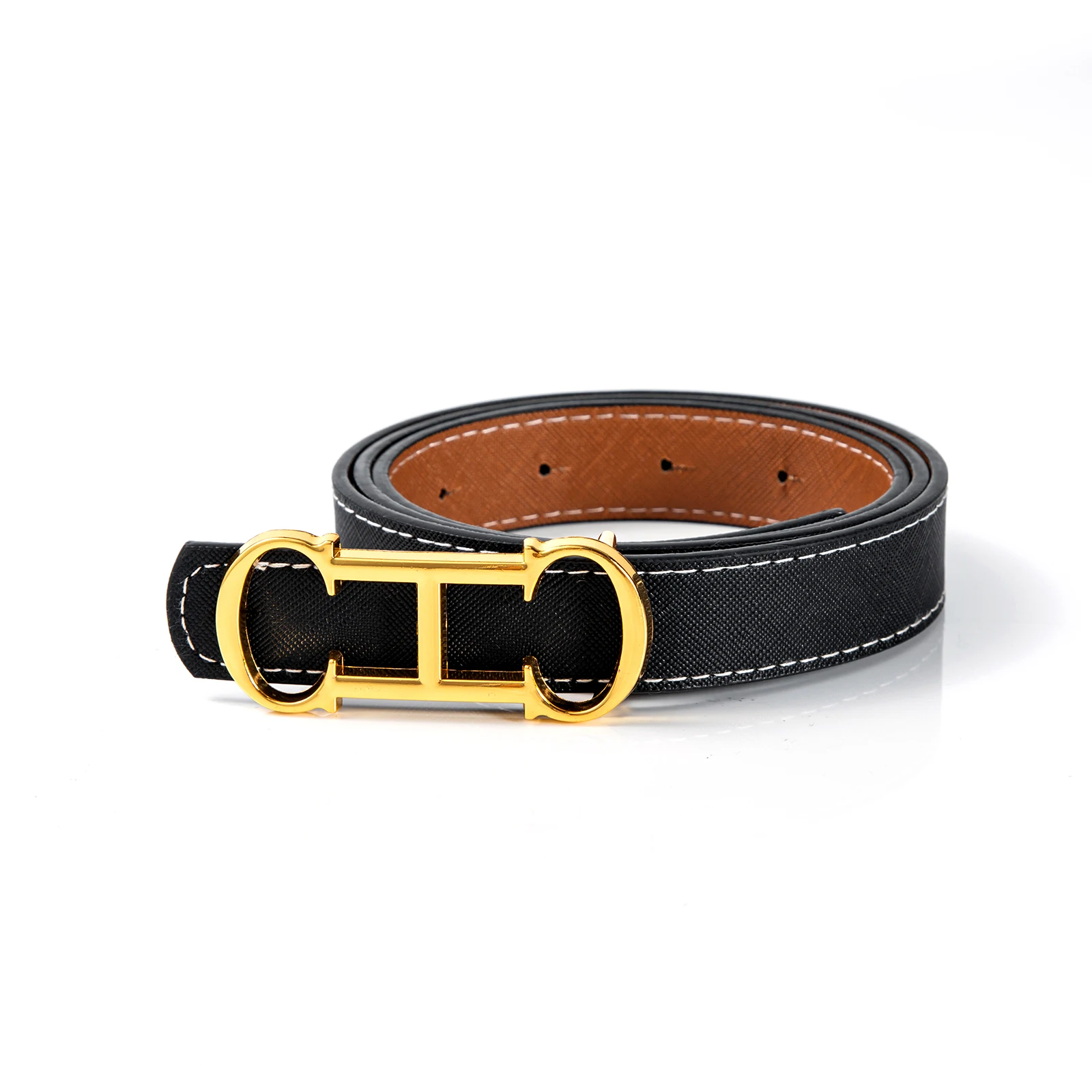 CHCH Double-sided Leather Belt women\'s Alloy New Luxury Design Fashion Jeans Decorative Women\'s Retro Decorative Belt