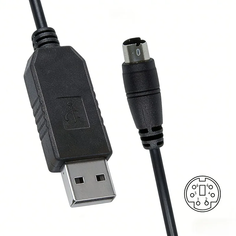 CAT890 USB Programming Cable PL2303 Chip USB to 6-pin Mini Din Compatible with Yaesu FT-757GXII FT-840 FT-890 FT-900 Radio