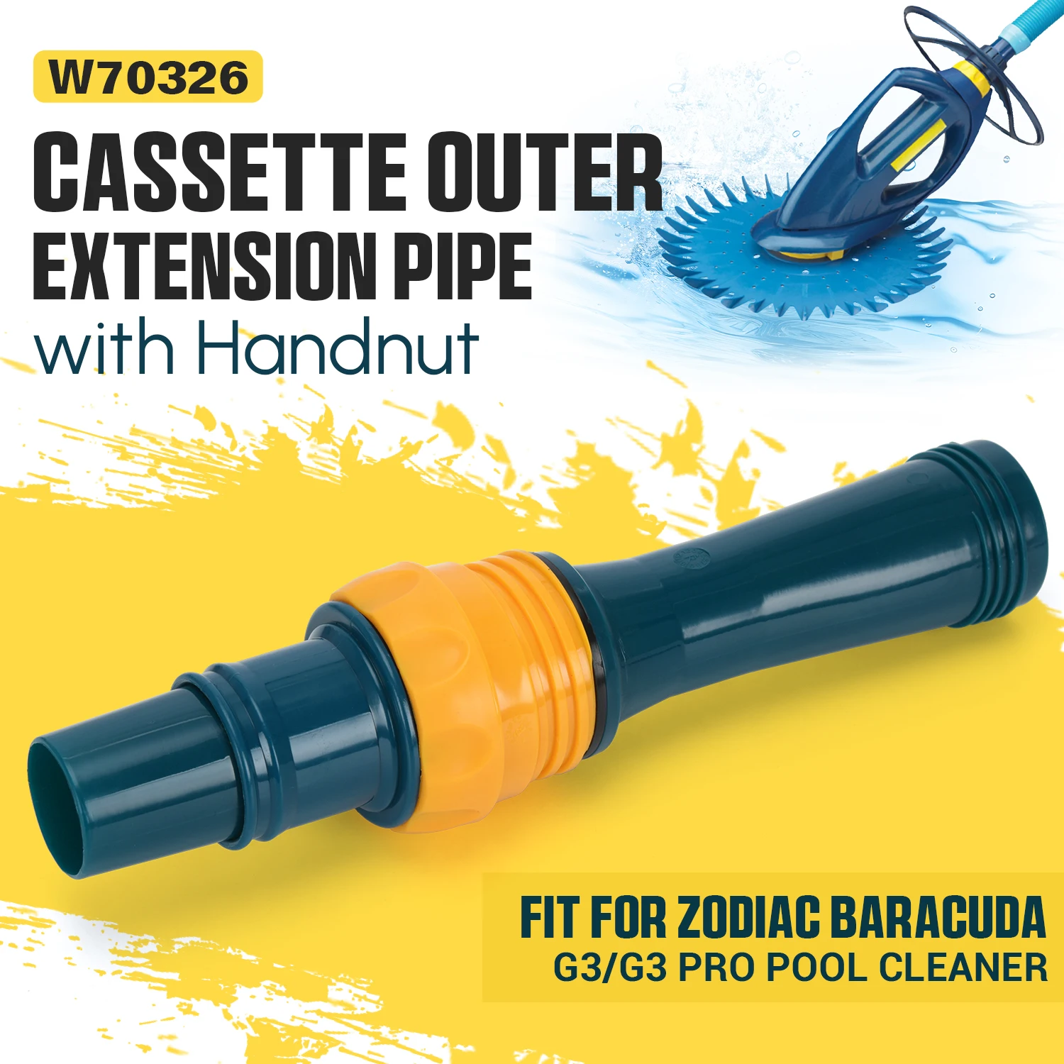 Pool Cleaner Cassette Outer Extension Pipe with Handnut Fit for Zodiac Baracuda G3/G3 Pro Suction Side W70326