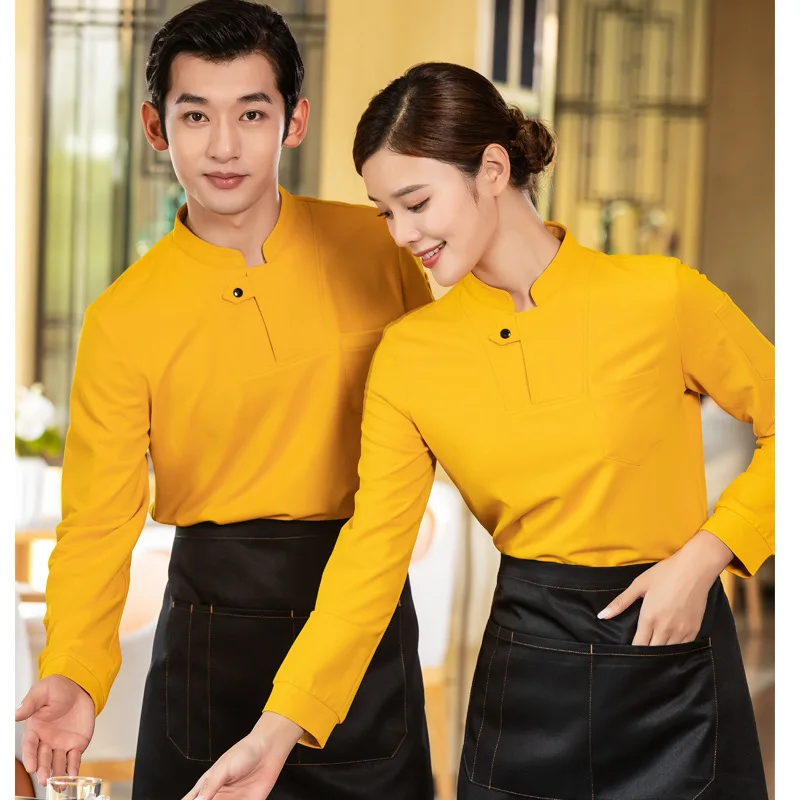 Barbecue Catering Work Clothes Long Sleeve Sweater Coat Restaurant Waiter Autumn and Winter Cargo Pants Men and Women Work Wear