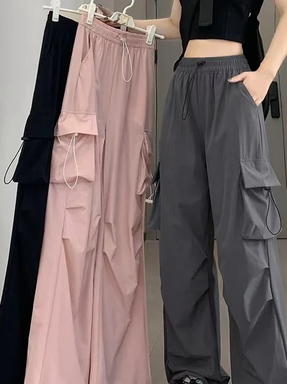 

Loose High Waist Cargo Pants Women's Spring Autumn 2025 New Style Casual Hiking Sports Straight Leg Wide Leg Small Size