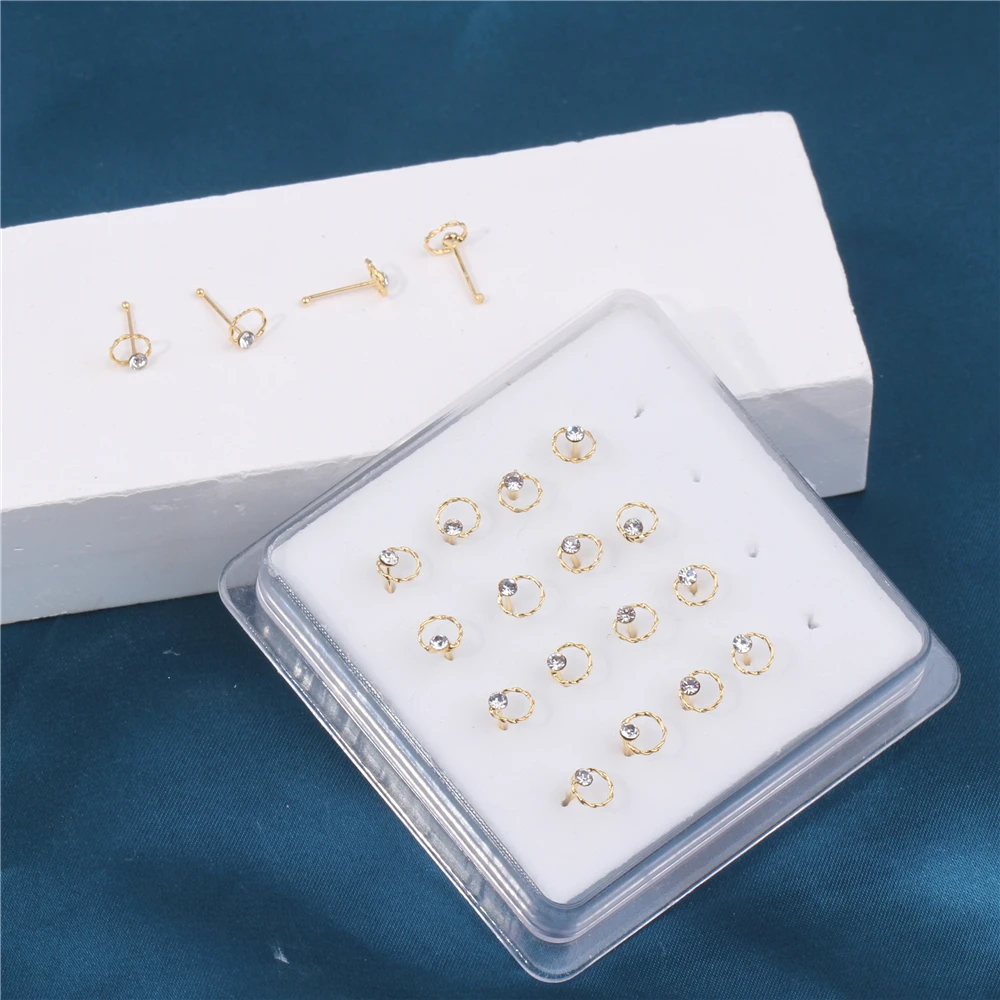 20Pcs Gold Color Nose Studs for Women Men  Nose Rings Studs Body Piercing Jewelry Soft Pin