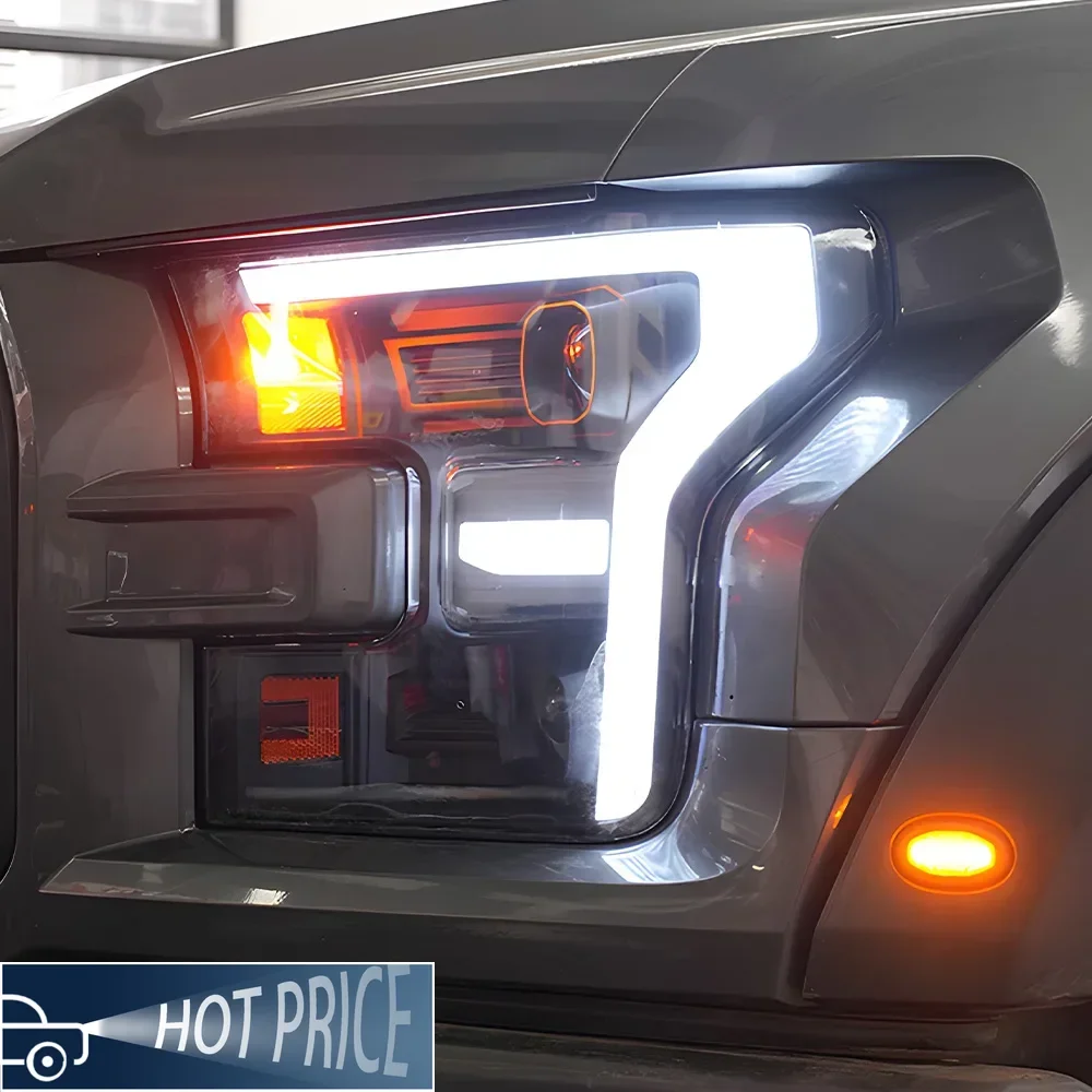 

Автомобильные передние фонари для Ford Raptor F150 2015-2020, светодиодные автомобильные фары в сборе, обновление динамических 2 линз проектора, инструменты, аксессуары