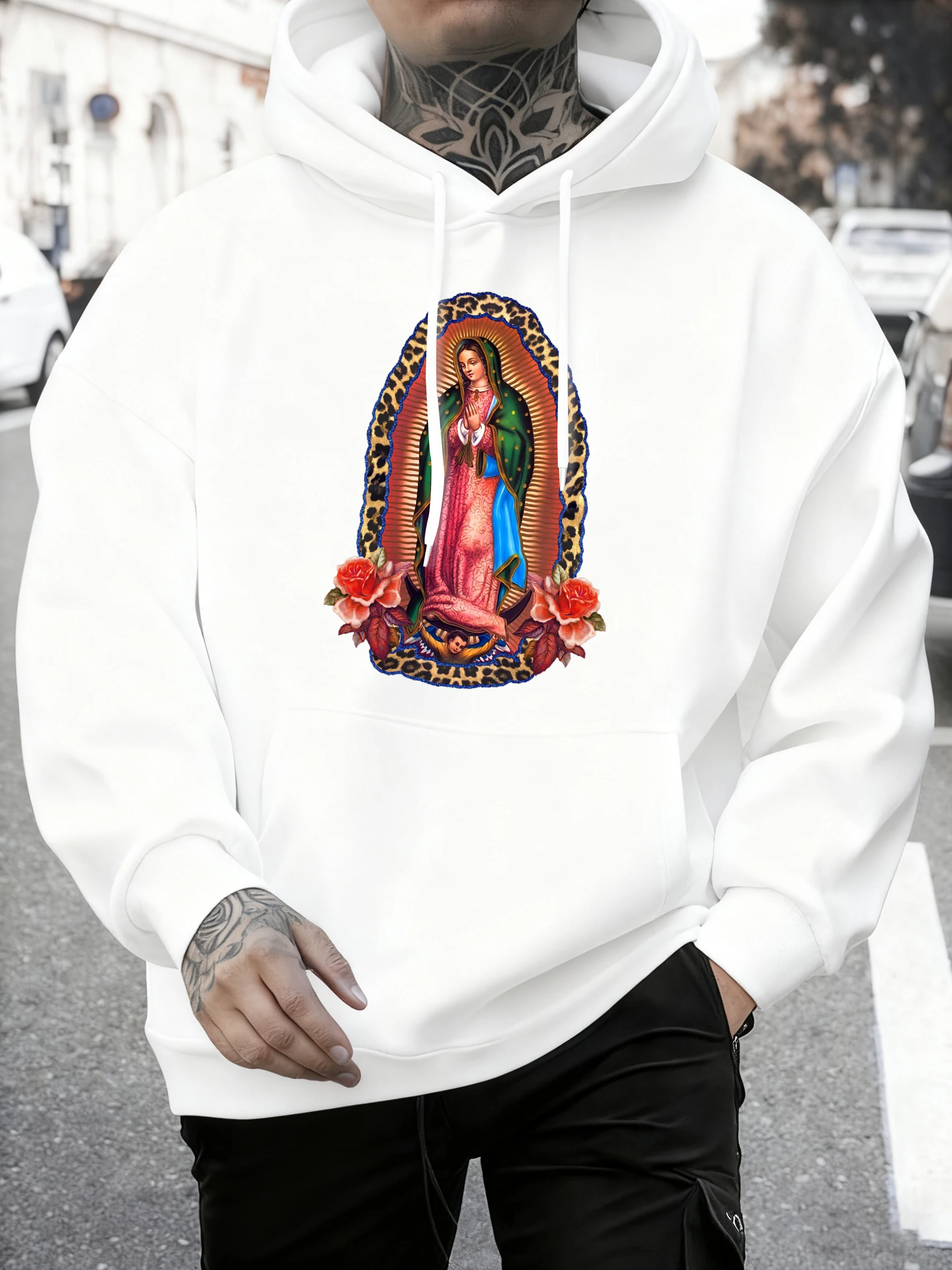 

Мужские пуловеры с принтом «Машеница Гваделупской», мягкий повседневный свитшот, осенние свободные винтажные толстовки унисекс, флисовая базовая одежда