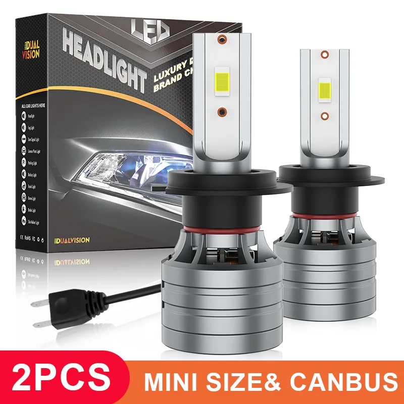 

Dualvision 2 шт. Автомобильные фары H7 H4 H1 9006 H11 9005 9012 Супер яркие светодиодные фары дальнего ближнего света Противотуманные фары 6000K Белый 12 В
