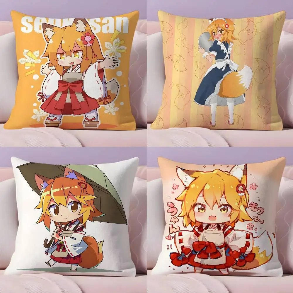 Funda de almohada de Anime The Helpful Fox Senko San, funda de almohada de tela ultrasuave y agradable para la piel, nube como comodidad y cremallera oculta