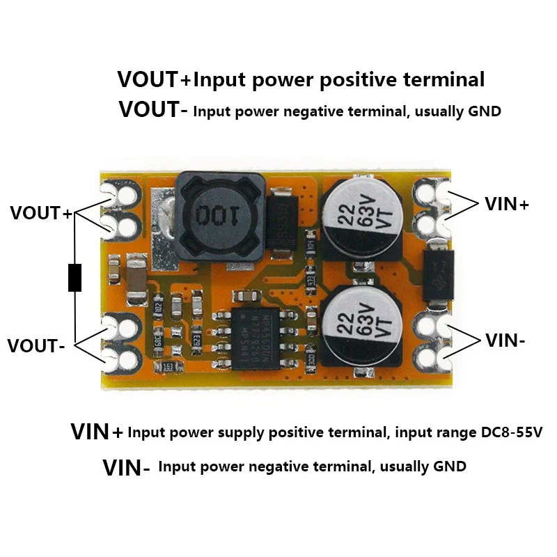 DC-DC voltage reducing and stabilizing power module input 8V-55V output fixed 3.3V/5V/9V/12V 2A