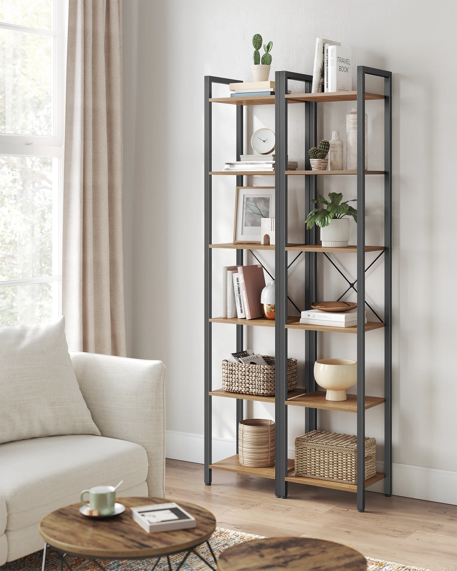 Songmics Schoenenrek Met 10 Vakken, Schoenenkast, 30X40X30 Cm Per Compartiment, Smal, Met Deuren, Stalen Frame