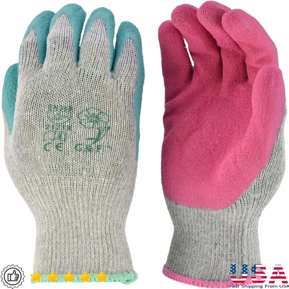 

Breathable Gardening Gloves Women Non-Slip Grip 12 Pairs Rubber Coated Comfortable Lightweight Durable Weeding Planting