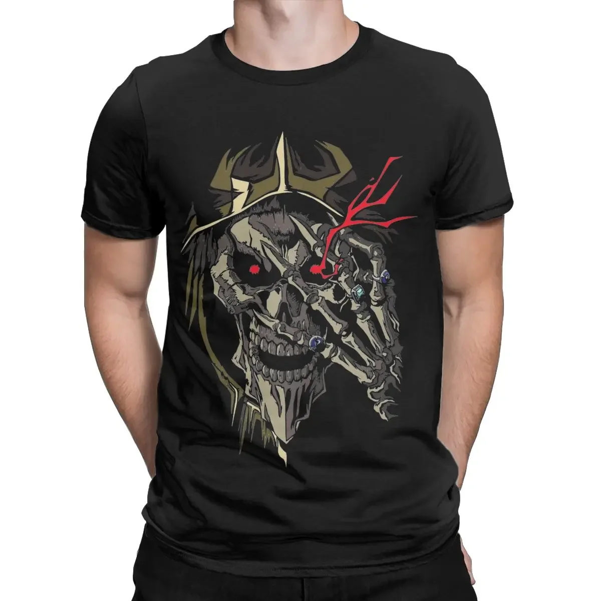 Funny Overlord Ainz Ooal Gown T-Shirt for Men Crewneck Pure Cotton T Shirt Short Sleeve Tee Shirt Unique Clothes