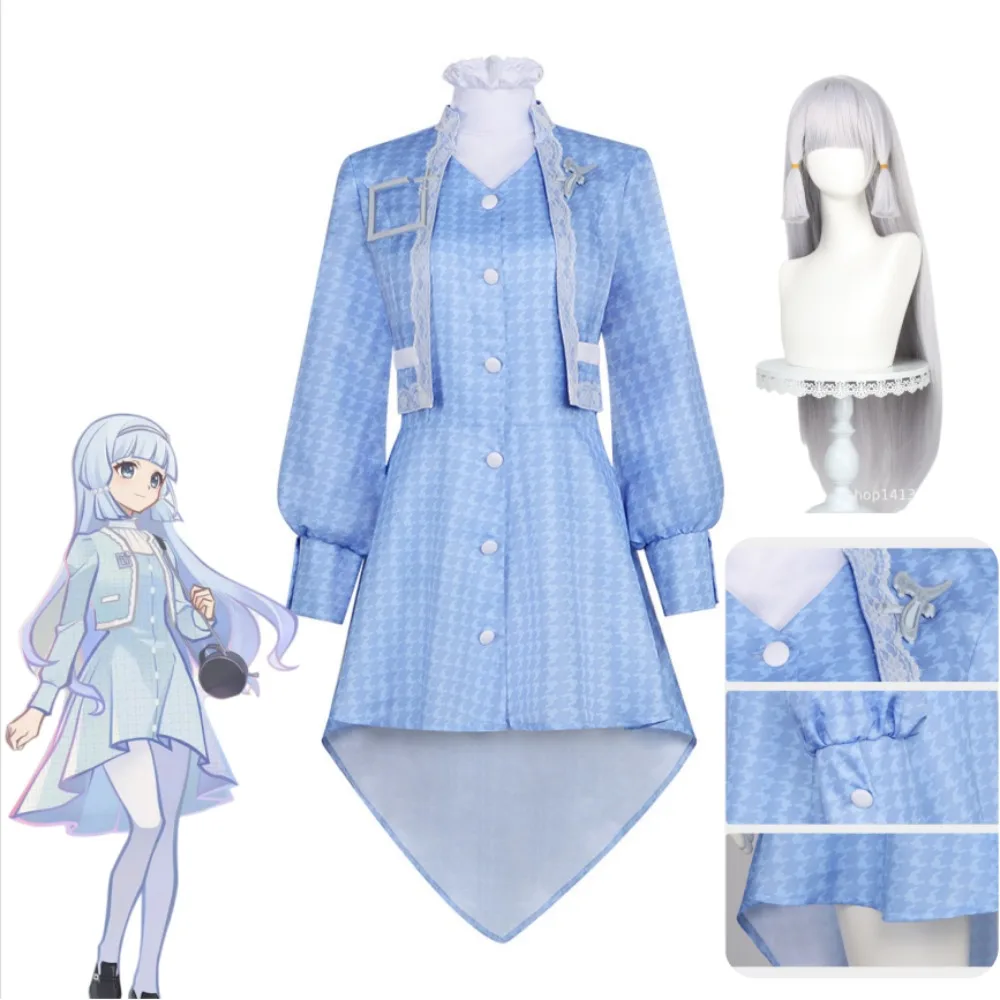 

Genshin Impact Kamisato Ayaka OnePlus Collaboration Cosplay Costume Blue Dress Set Women Game Halloween Stage Performance Outfit