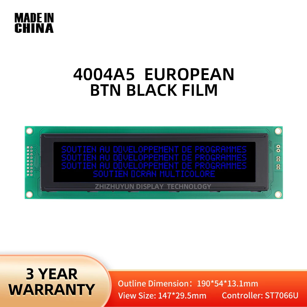 

40X4 4004 4004A5 EUROPEAN Character LCD Module Display Screen BTN Black Film Blue Letters ST7066U Controller