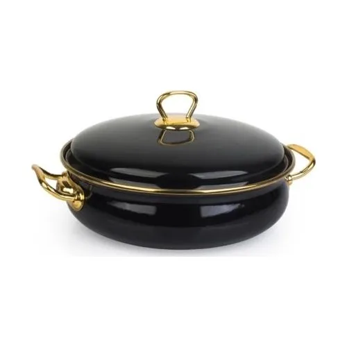 Acar Qualita 24 cm Gold Glitter Enamel Short Pots Black 16943