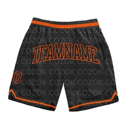 Custom Black Color Authentic Basketball Shorts 3D Printed Men Shorts Name Mumber Quick Drying Beach Shorts