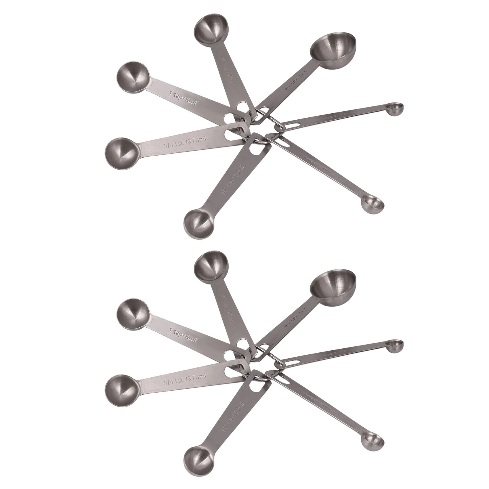 ABCA-Stainless Steel Measuring Spoons Set Of 14 Stackable Measure Spoon With Detachable Ring Holder