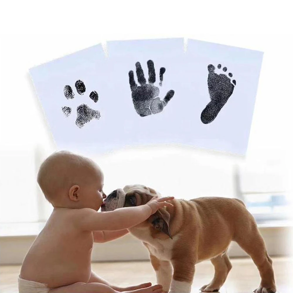 3 Colors Safe Non-Toxic Easy to Clean Newborn DIY Hand and Foot Print Ink Pad Set Pet Paw Print Children\'s Souvenir Gift