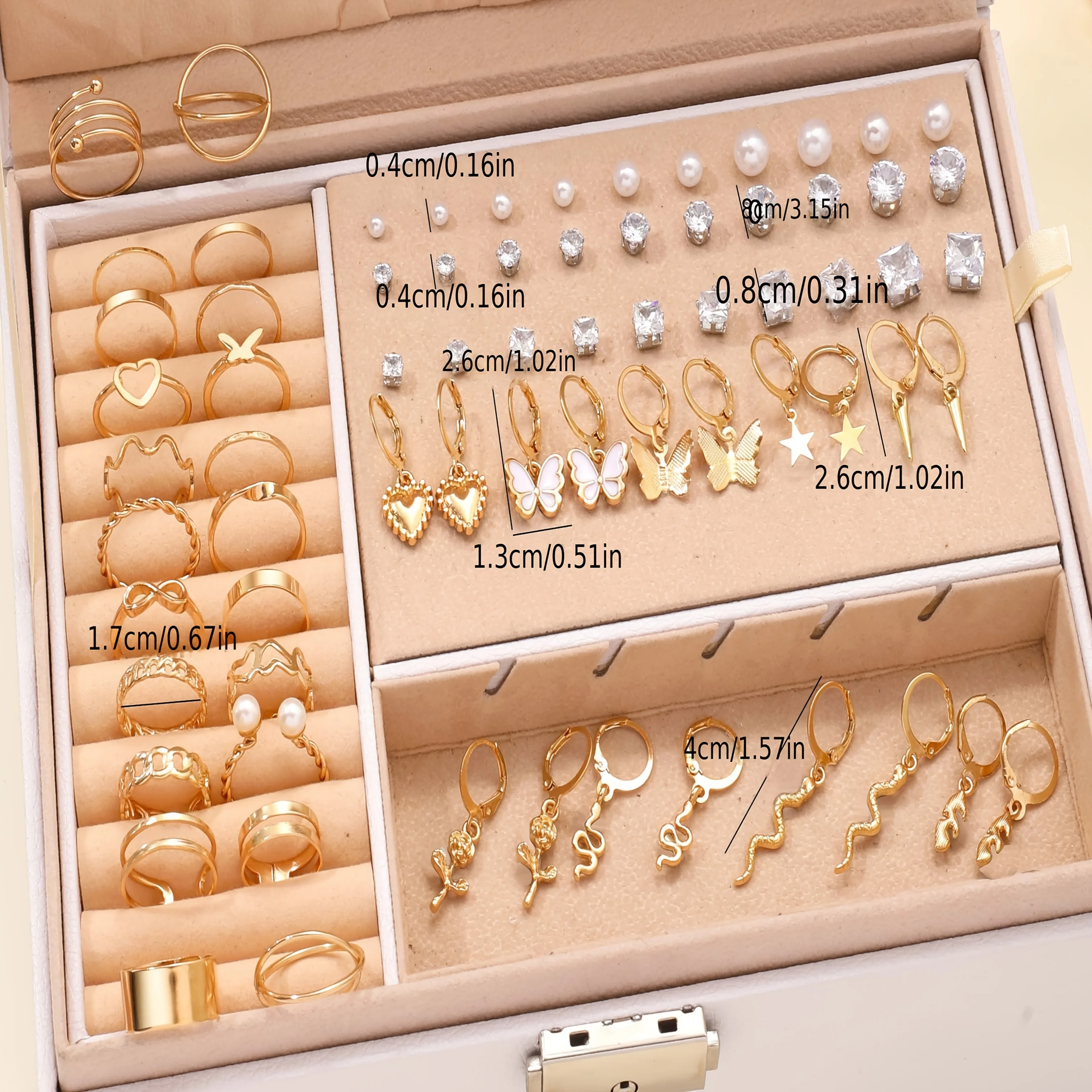 70Pcs Fashion Earrings Ring Jewelry Set Including Heart-shaped Snake Shape Butterfly Infinite Symbol Women's Daily Party Jewelry - view 5
