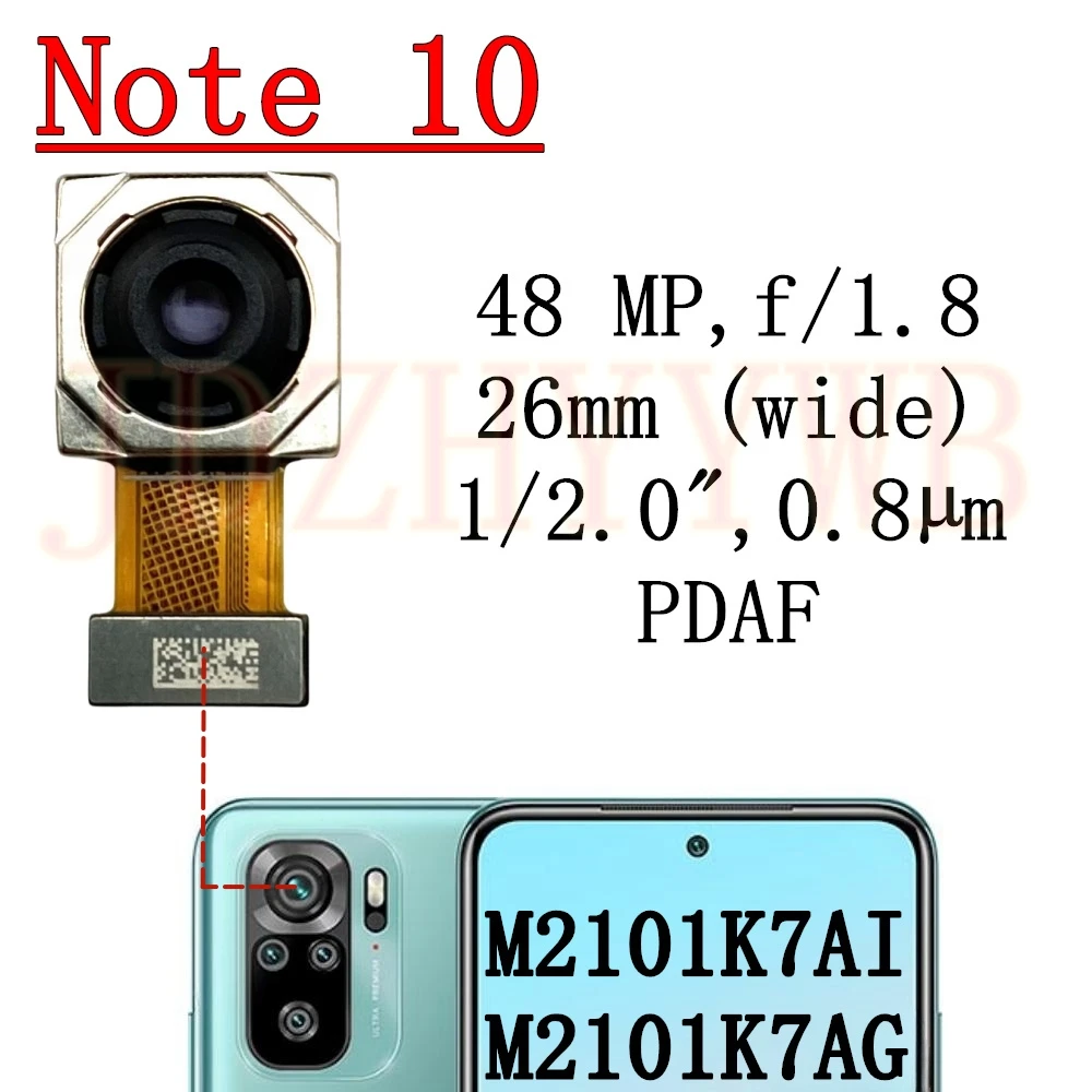 Front Rear Camera Module For Xiaomi Redmi Note 10 Note10 4G M2101K7AG Frontal Selfie Wide Back Facing Main Cameras Flex Cable