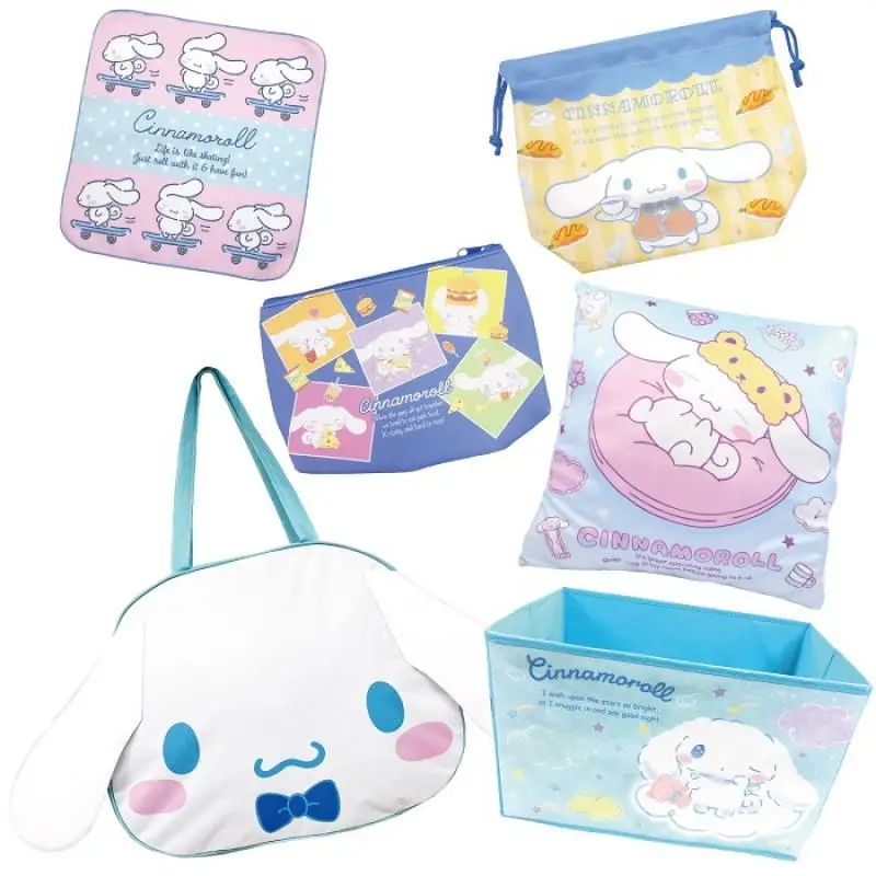 Sanrio 2023 New Year's Great Gift Bag Kuromi Mymelody Cinnamoroll Cosmetic Bag Organizer Cartoon Kawaii Anime Plush Toy for Girl